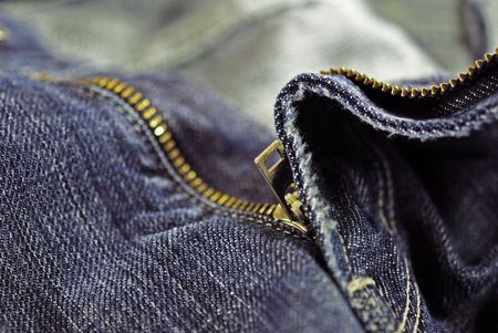 Blue jean zipper close upの写真素材