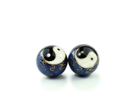 Zen Meditation Balls on isolated white backgroundの写真素材