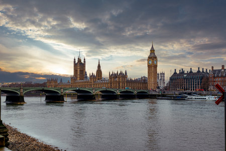 Westminster Bridge and Houses of Parliament at sunset, London, UK