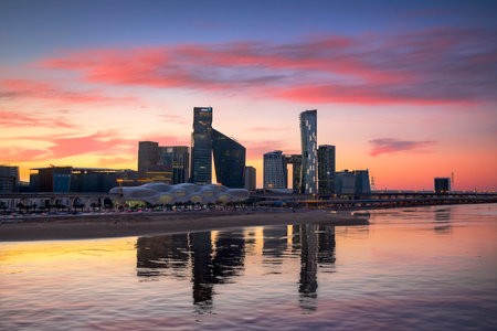 King Abdullah Financial District Riyadh. know as KAFD. Riyadh Skylineのeditorial素材