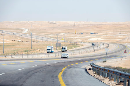 Riyadh, Saudi Arabia - March 02, 2024: Riyadh to Jedda road in desertのeditorial素材