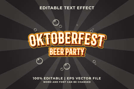 Oktoberfest Beer Party editable text effect Premium Vectorのイラスト素材