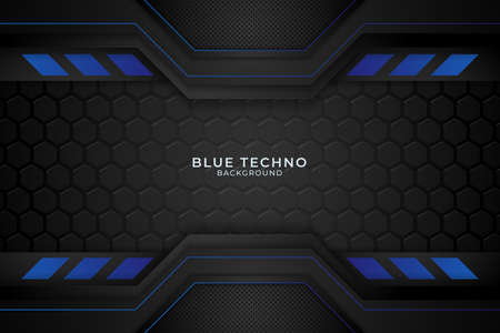 Minimal blue techno background. Illustration Abstract geometric shape modern futuristic premium vectorのイラスト素材