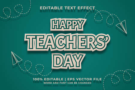 Happy Teachers Day editable text effect template retro style Premium Vectorのイラスト素材