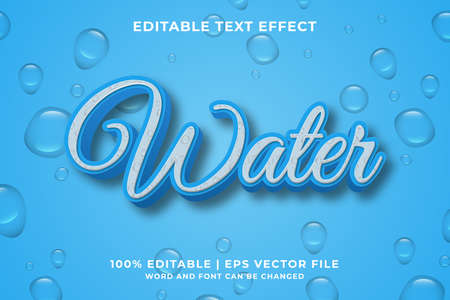 Editable text effect - water cartoon style 3d template Premium Vectorのイラスト素材