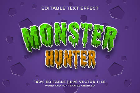 Editable text effect - Monster Hunter 3d style template. Premium Vectorのイラスト素材
