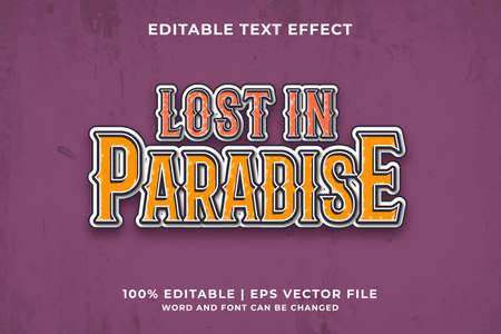 Lost In Paradise editable text effect vintage 3d template style Premium Vectorのイラスト素材