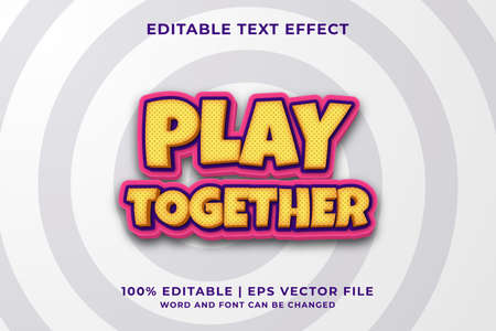 Editable text effect - Play Together funny style template premium vectorのイラスト素材