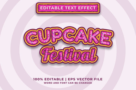 Editable text effect - Cupcake template style premium vectorのイラスト素材