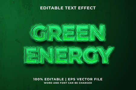 Editable text effect - Green Energy template style premium vectorのイラスト素材