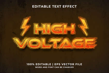 Editable text effect - High Voltage template style premium vectorのイラスト素材