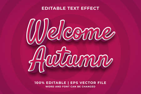 Editable text effect - Welcome Autumn 3d template style premium vector