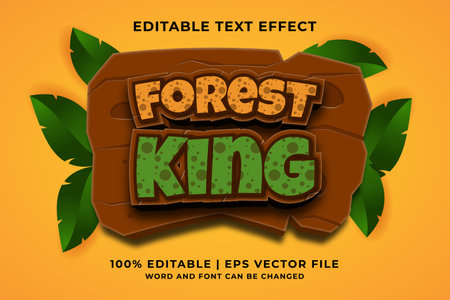 Editable text effect - Forest King 3d template style premium vectorのイラスト素材
