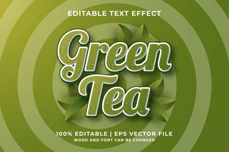 Editable text effect - Green Tea 3d template style premium vectorのイラスト素材