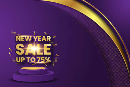 Purple and Gold Happy New Year 2022 Modern banner. Premium Vectorのイラスト素材