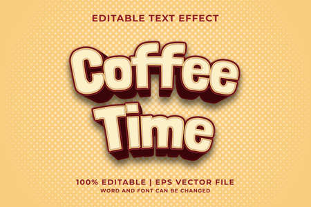 Editable text effect - Coffee Time 3d template style premium vectorのイラスト素材