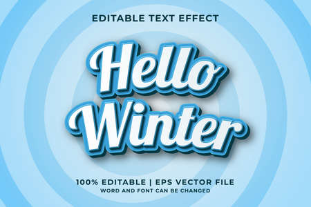 Editable text effect - Hello Winter 3d template style premium vectorのイラスト素材
