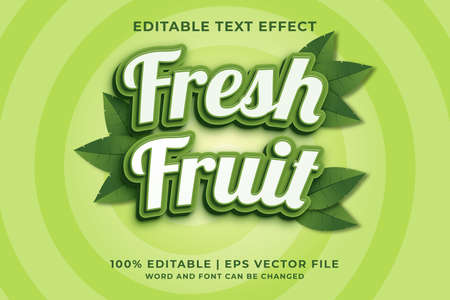 Editable text effect - Fresh Fruit 3d template style premium vectorのイラスト素材