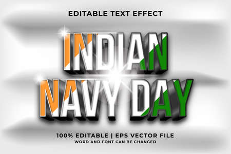 Editable text effect - Indian Navy Day 3d template style premium vectorのイラスト素材