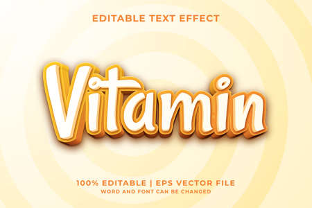 Editable text effect - Vitamin 3d template style premium vectorのイラスト素材