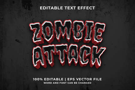 Editable text effect - Zombie Attack 3d template style premium vectorのイラスト素材