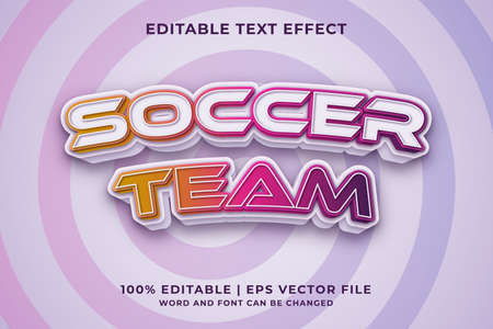Editable text effect - Soccer Team 3d template style premium vectorのイラスト素材