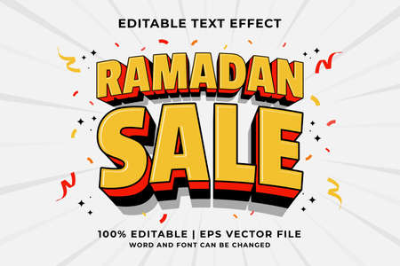 Editable text effect - Ramadan Sale 3d Traditional Cartoon template style premium vectorのイラスト素材