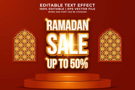 Editable text effect - Ramadan Sale 3d With Ornament template style premium vectorのイラスト素材