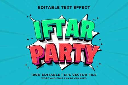 Editable text effect - Iftar Party 3d Traditional Cartoon template style premium vectorのイラスト素材