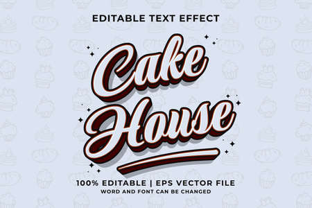 Editable text effect - Cake House 3d Cartoon Cute template style premium vectorのイラスト素材