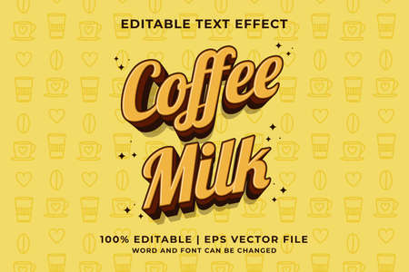 Editable text effect - Coffee Milk 3d Cartoon Cute template style premium vectorのイラスト素材