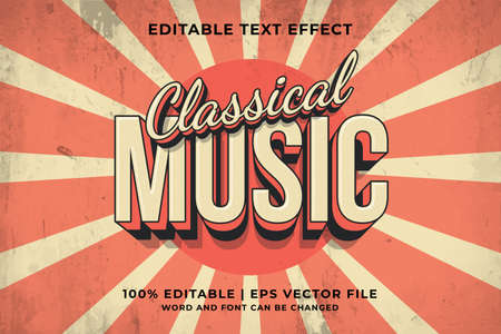 Editable text effect - Classical Music Retro template style premium vectorのイラスト素材