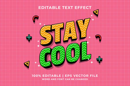 Editable text effect - Stay Cool 3d Traditional Cartoon template style premium vectorのイラスト素材
