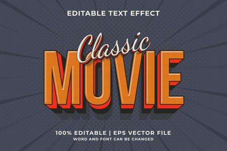 Editable text effect - Classic Movie Retro template style premium vectorのイラスト素材