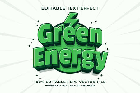 Editable text effect - Green Energy 3d Traditional Cartoon template style premium vectorのイラスト素材