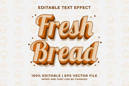 Editable text effect - Fresh Bread 3d Traditional Cartoon template style premium vectorのイラスト素材
