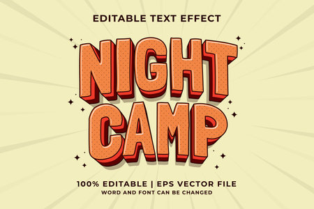Editable text effect - Nigh Camp 3d Traditional Cartoon template style premium vectorのイラスト素材
