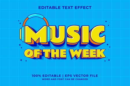 Editable text effect - Music Of The Week 3d Traditional Cartoon template style premium vectorのイラスト素材
