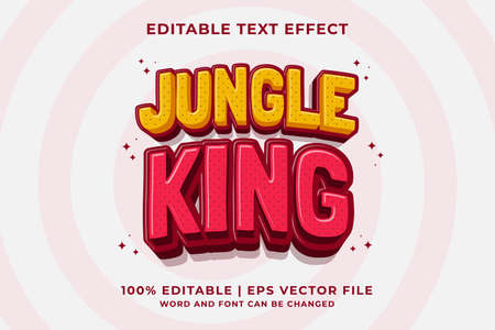 Editable text effect - Jungle King 3d Cartoon template style premium vectorのイラスト素材
