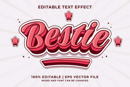 Editable text effect -Bestie 3d Cartoon Cute template style premium vectorのイラスト素材