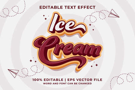 Editable text effect Ice Cream 3d Cartoon template style premium vectorのイラスト素材