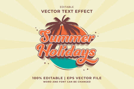 Editable text effect Summer Holidays 3d Cartoon template style premium vectorのイラスト素材