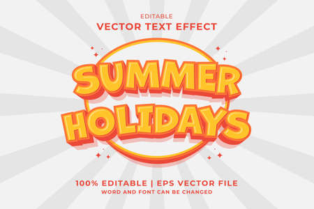 Editable text effect Summer Holiday 3d Cartoon template style premium vectorのイラスト素材