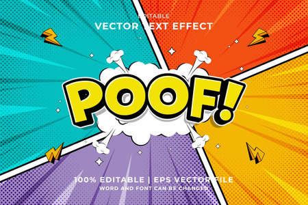 Editable text effect Poof 3d Cartoon Comic style premium vector