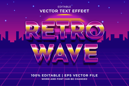 Editable text effect Retro Wave 3d 80s template style premium vectorのイラスト素材