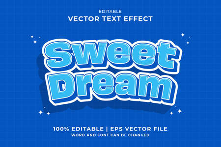 Editable text effect Sweet Dream 3d Cartoon template style premium vectorのイラスト素材