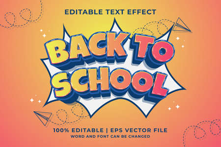 Editable text effect - Back To School 3d Traditional Cartoon template style premium vectorのイラスト素材