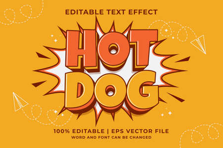 Editable text effect Hot Dog 3d cartoon template style premium vectorのイラスト素材