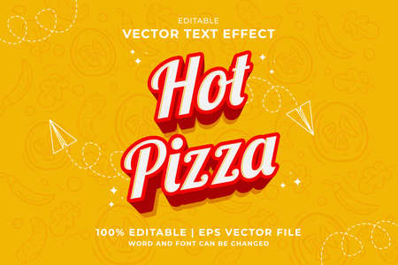 Editable text effect Hot Pizza 3d cartoon template style premium vectorのイラスト素材