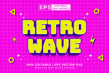 Editable text effect retro wave 3d 90s cartoon style premium vectorのイラスト素材